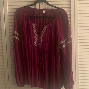 Blouse, Old Navy XL beautiful wine color lightly worn